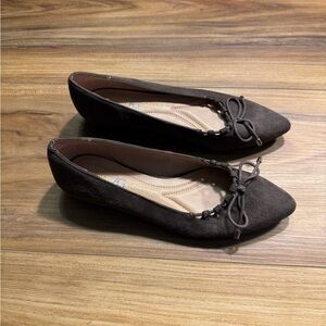 Andrew Geller Espresso Faux Suede Flats with Bow